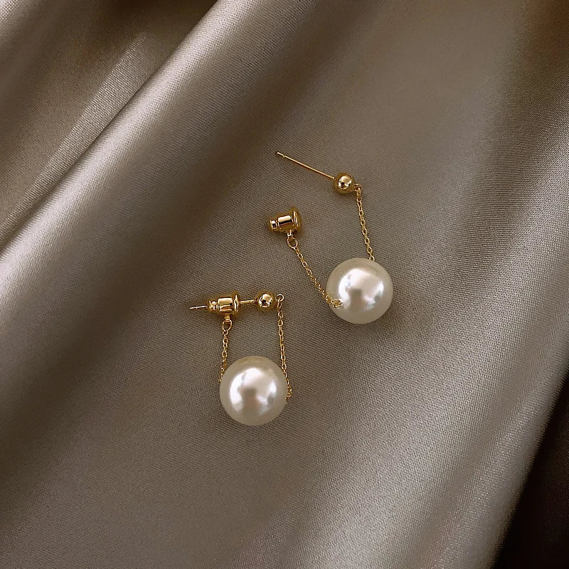 Elegant Small Pearl Pendant Earrings