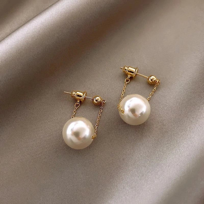 Elegant Small Pearl Pendant Earrings